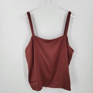 Express Tank Top Womens XL Satin Rust Brown Square Neck NEW